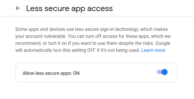 less secure apps access
