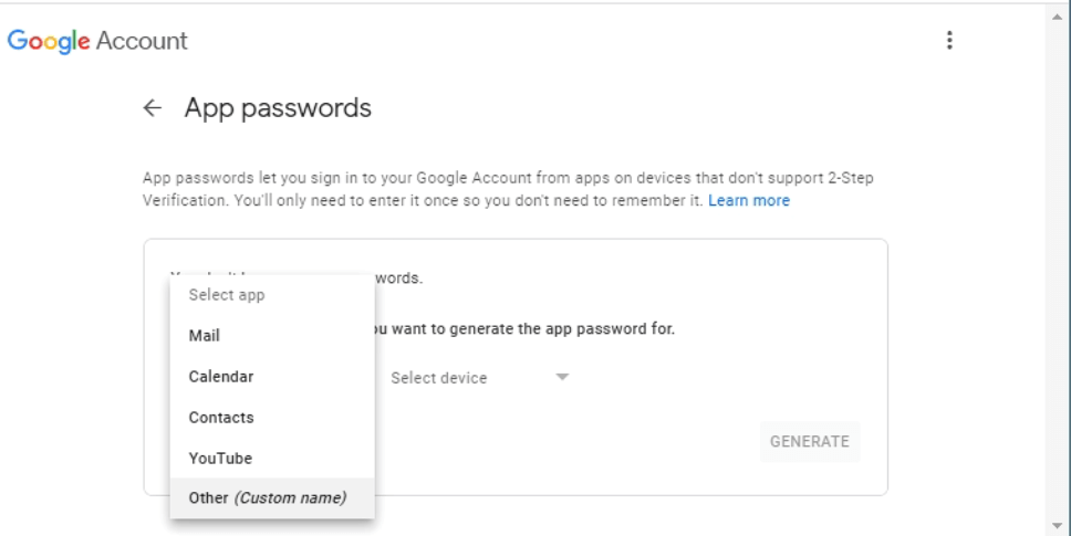 app passcode for gmail