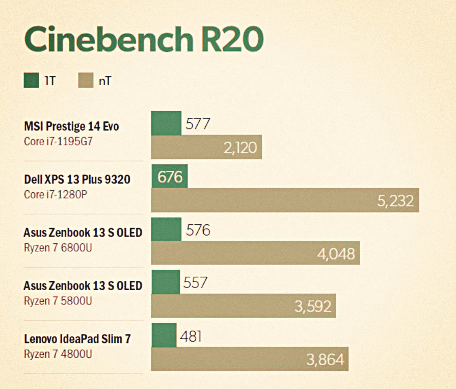 XPS 13 plus Cinebench scores